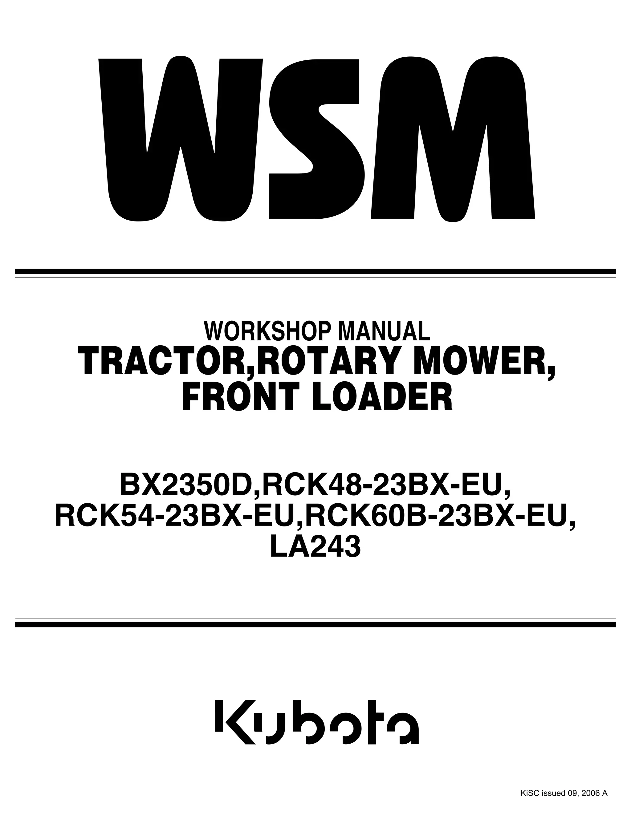 Kubota RCK54-23BX-EU Tractor Service Repair Manual | PDF