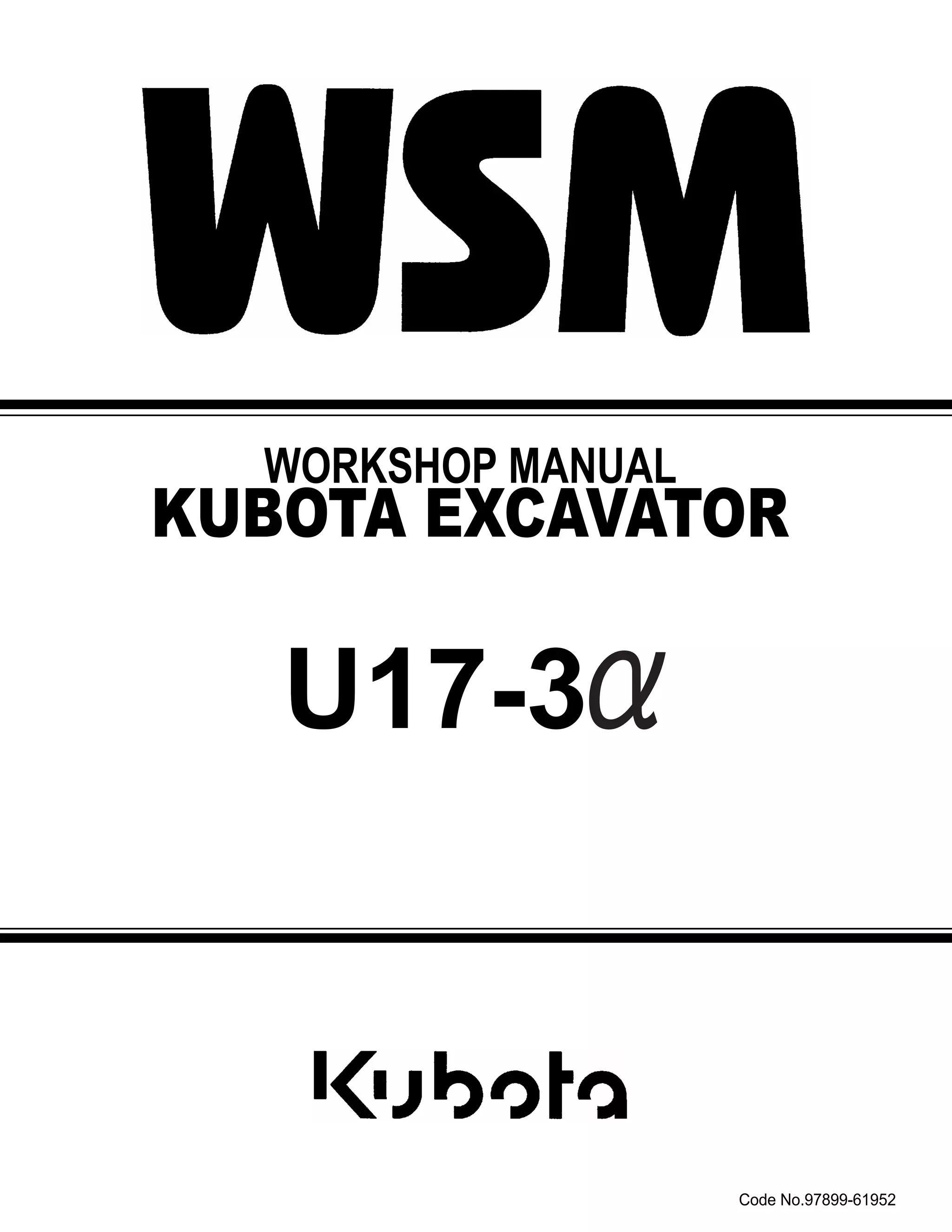 KUBOTA U173Α MICRO EXCAVATOR Service Repair Manual PDF