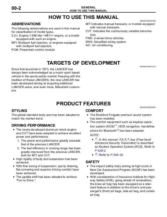 2010 Mitsubishi Lancer Service Repair Manual