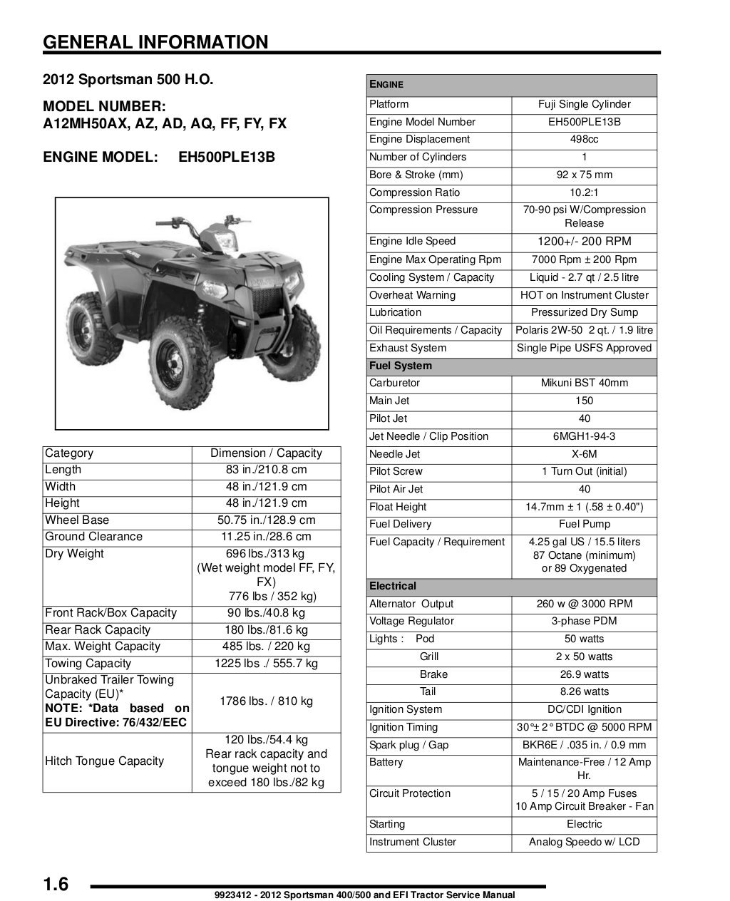2012 Polaris Sportsman Touring 500 HO Service Repair Manual
