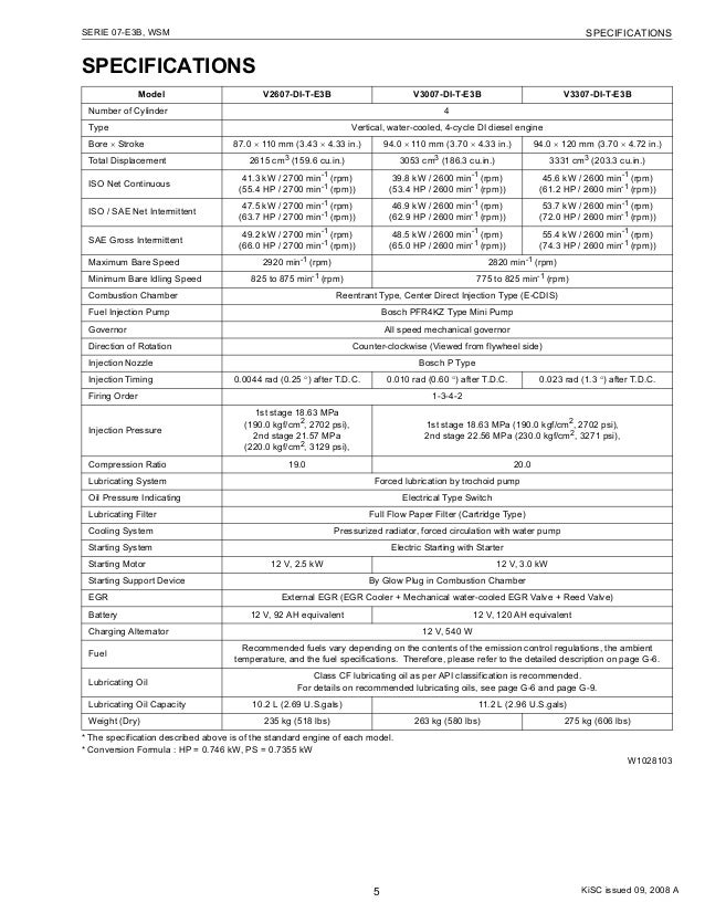KUBOTA V3307 DI T E3B DIESEL ENGINE Service Repair Manual