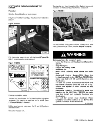 BOBCAT S175 SKID STEER LOADER Service Repair Manual S/N A8NY11001 ...