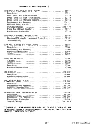 BOBCAT S175 SKID STEER LOADER Service Repair Manual S/N A8NY11001 ...