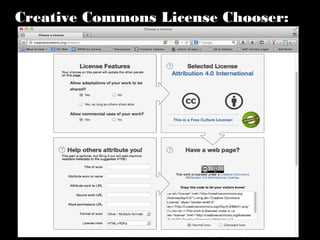Creative Commons License Chooser: 
http://creativecommons.org/choose/ 
 