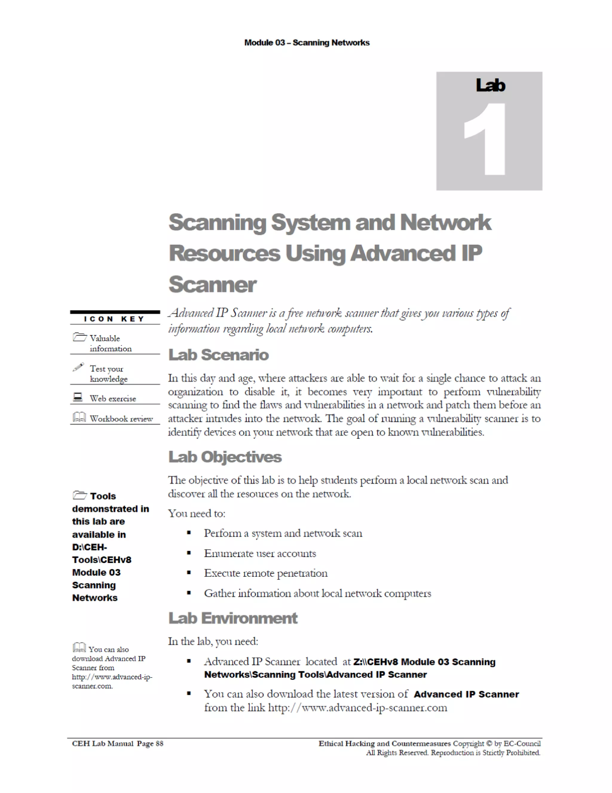 Cehv8 Labs - Module03: Scanning Networks.