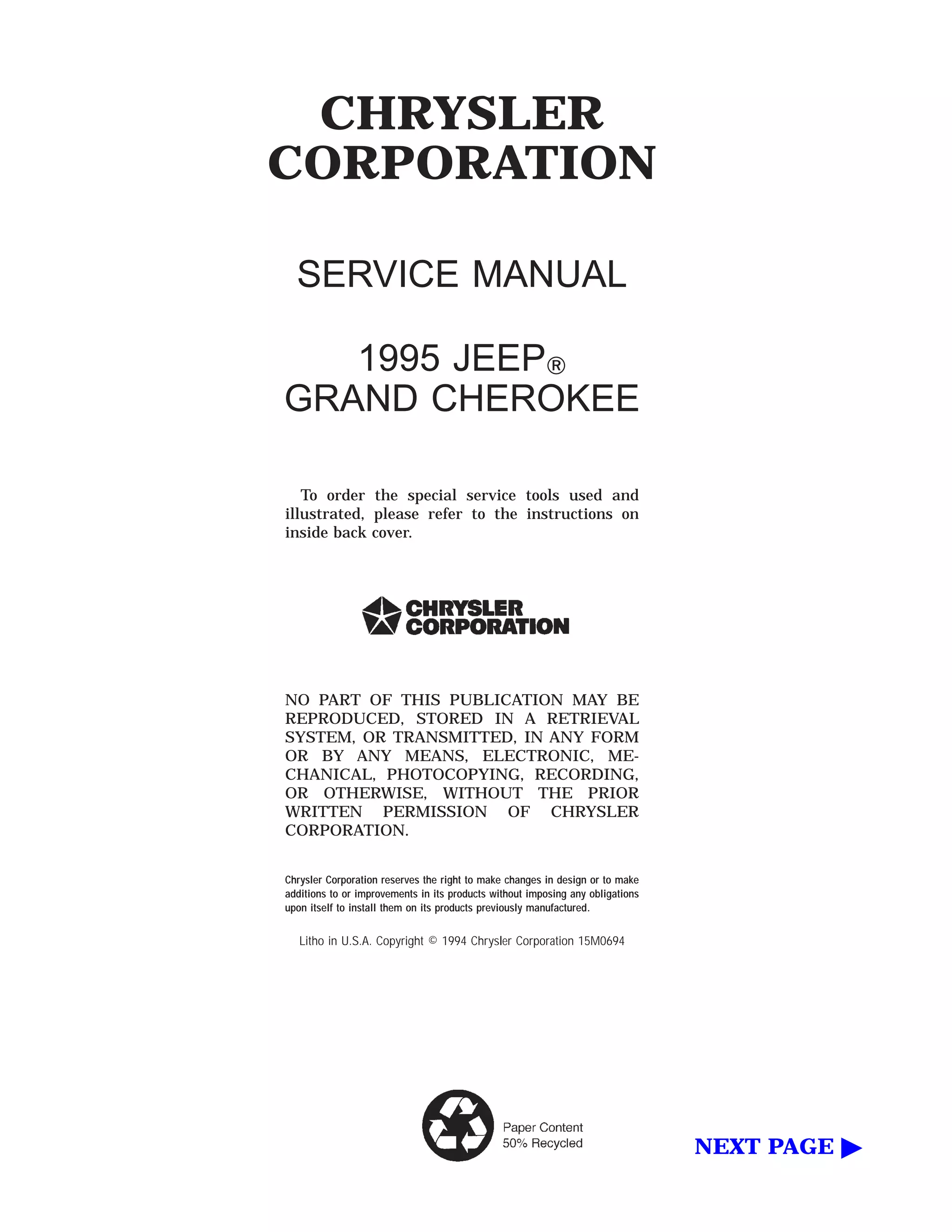 1995 JEEP GRAND CHEROKEE Service Repair Manual | PDF