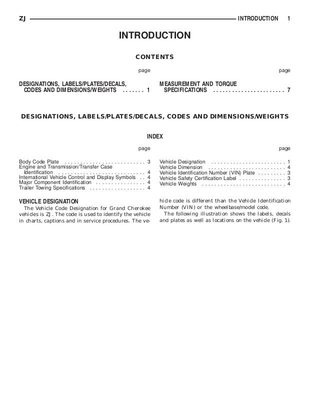 1995 jeep grand cherokee service repair manual jeep letter designations