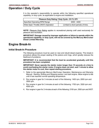 Mercury MerCruiser D1.7L DTI (0M055001 and Above) Service Repair Manual ...
