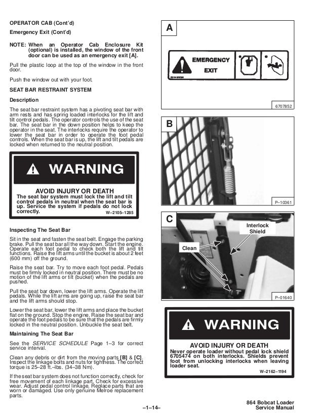 BOBCAT 864 COMPACT TRACK LOADER Service Repair Manual S/N 516911001