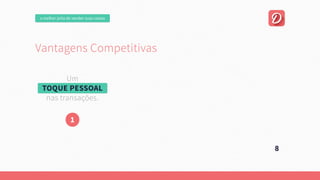 omelhorjeitodevendersuascoisas
VantagensCompetitivas
Um
TOQUEPESSOAL
nastransações.
1
8
 