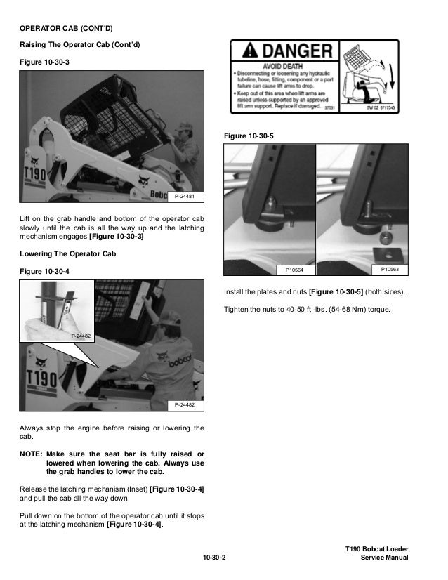 BOBCAT T190 COMPACT TRACK LOADER Service Repair Manual S/N 527911001