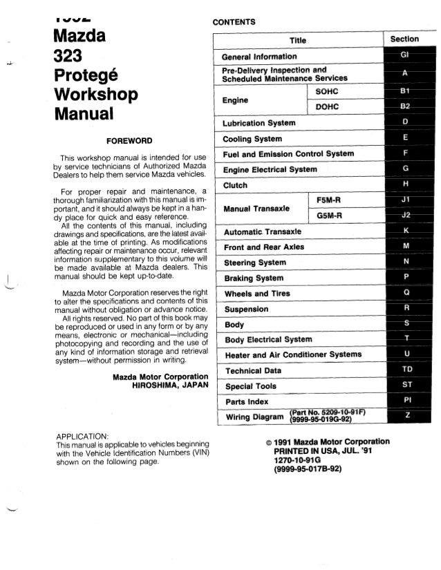 Mazda 323 Wiring Diagram Free Download