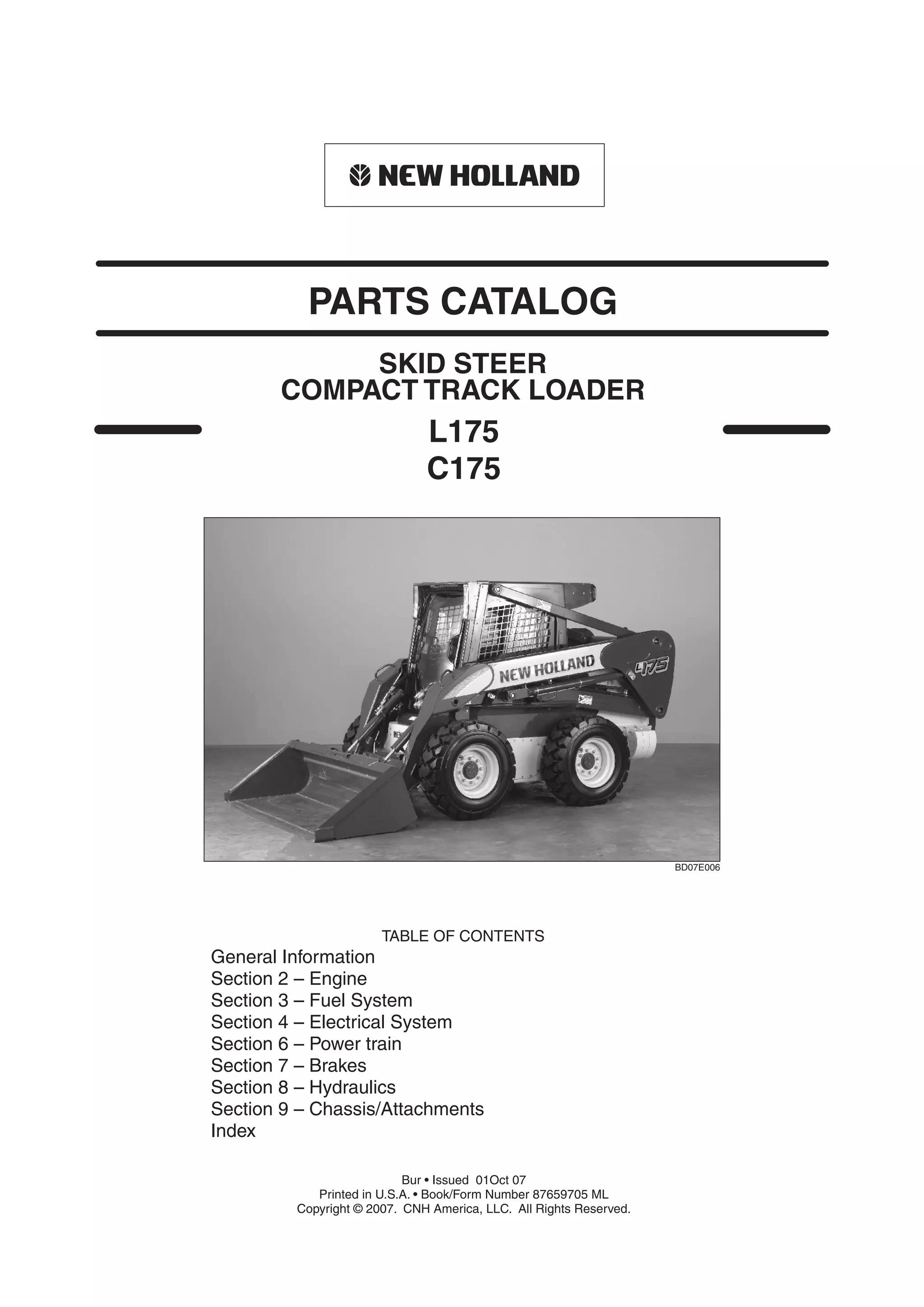 New Holland C175 Skid Steer Track Loader) Parts Catalogue
