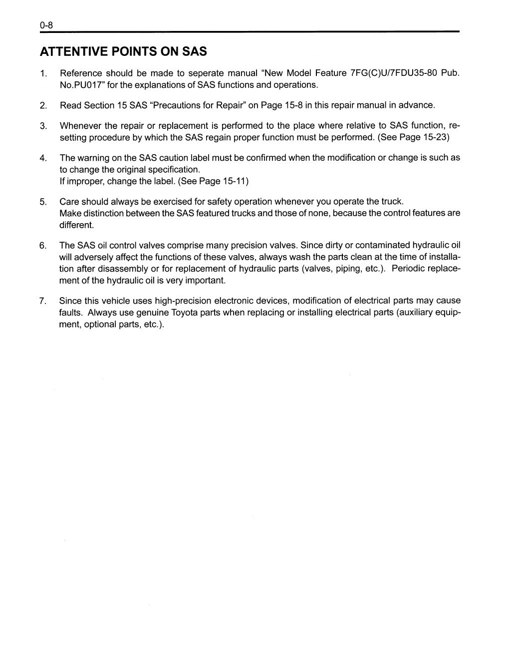 Toyota 7FGU35 Forklift Service Repair Manual