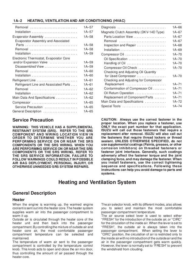 2001 ISUZU TROOPER RODEO AMIGO VEHICROSS AXIOM Service Repair Manual