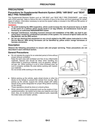 2003 NISSAN SENTRA Service Repair Manual PDF