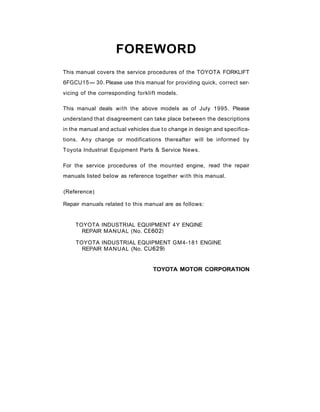 Toyota 42-6FGCU15 Forklift Service Repair Manual