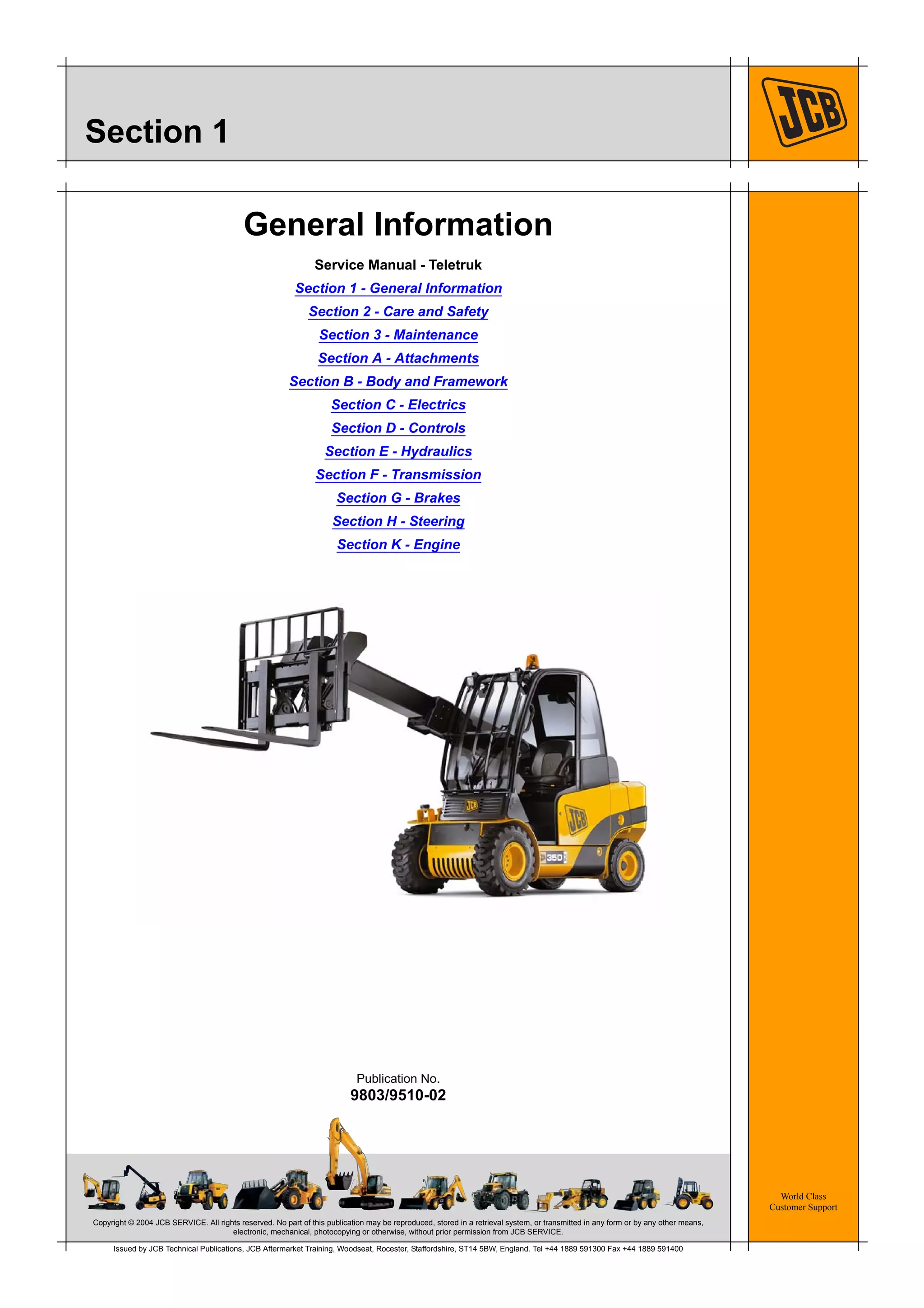 JCB 3.5D 4×4 TELETRUK Service Repair Manual SN：1176586 Onwards | PDF