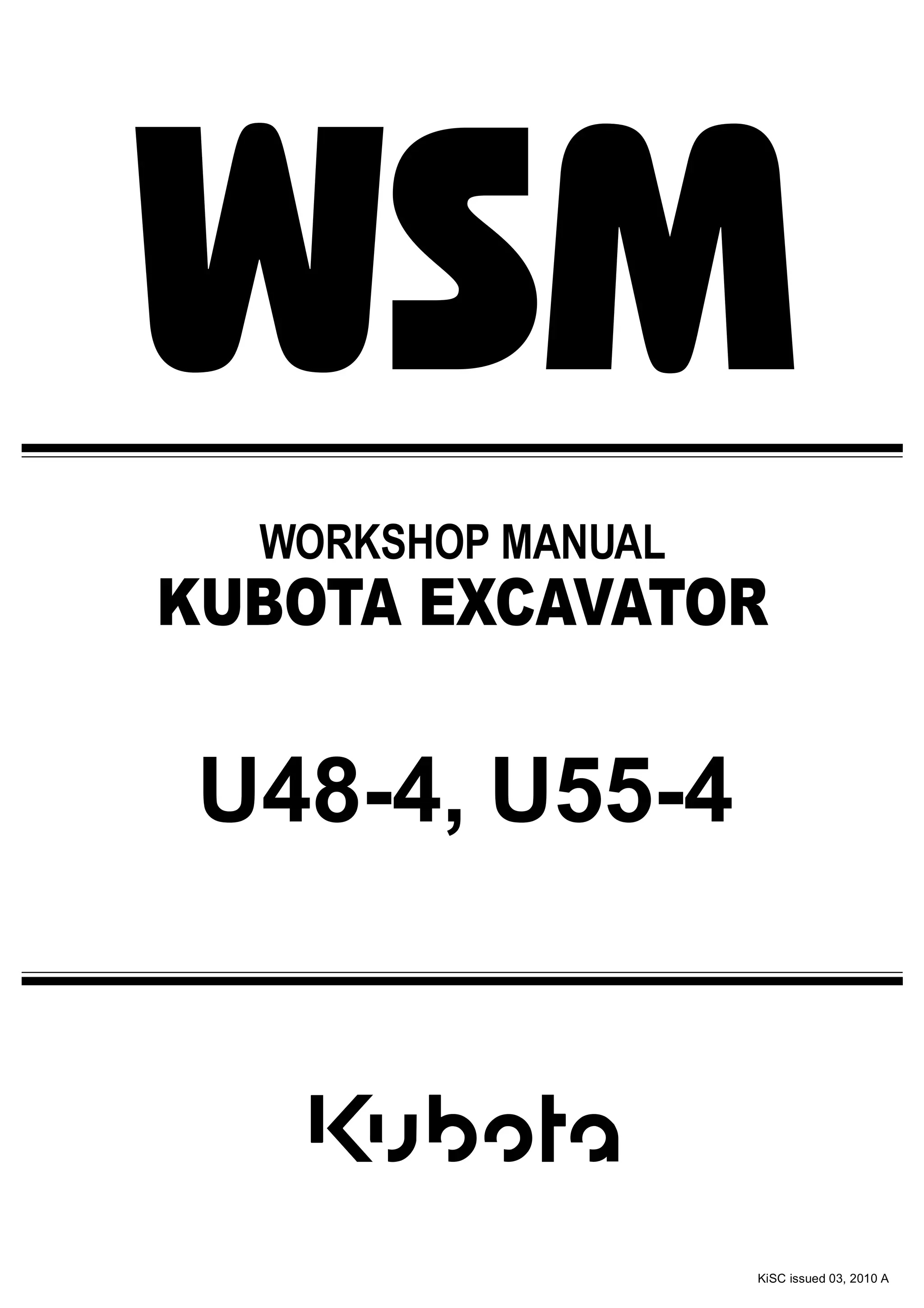 KUBOTA U55-4 EXCAVATOR Service Repair Manual | PDF