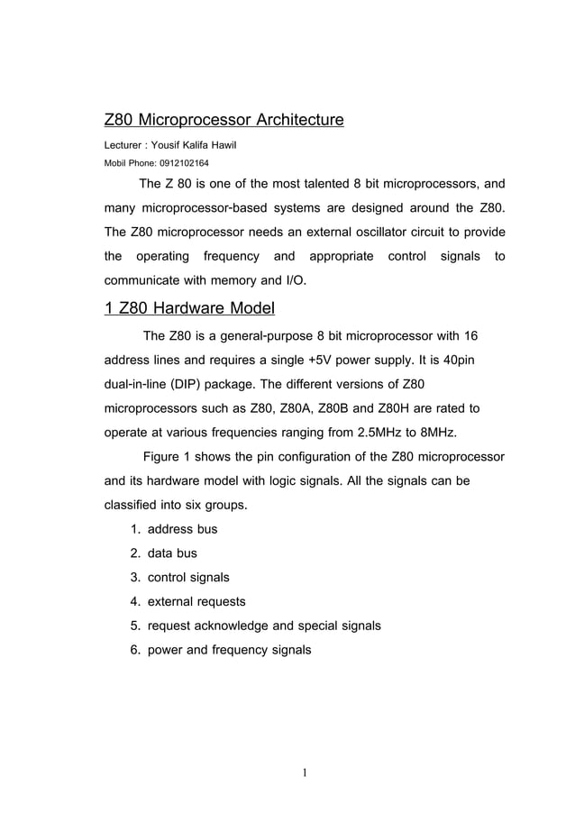 Z80 microprocessor architecture1 PDF