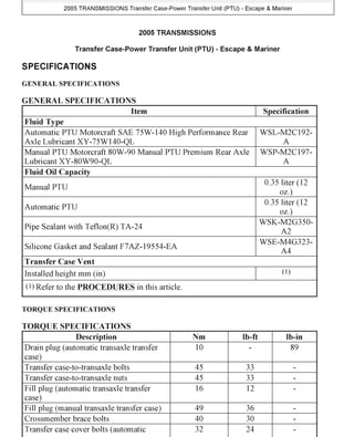 2005 FORD ESCAPE SERVICE MANUAL visual data 5