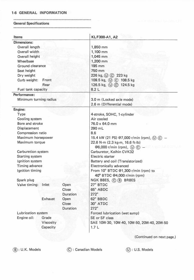 1993 Kawasaki Klf300 C5 Bayou 4x4 Service Repair Manual