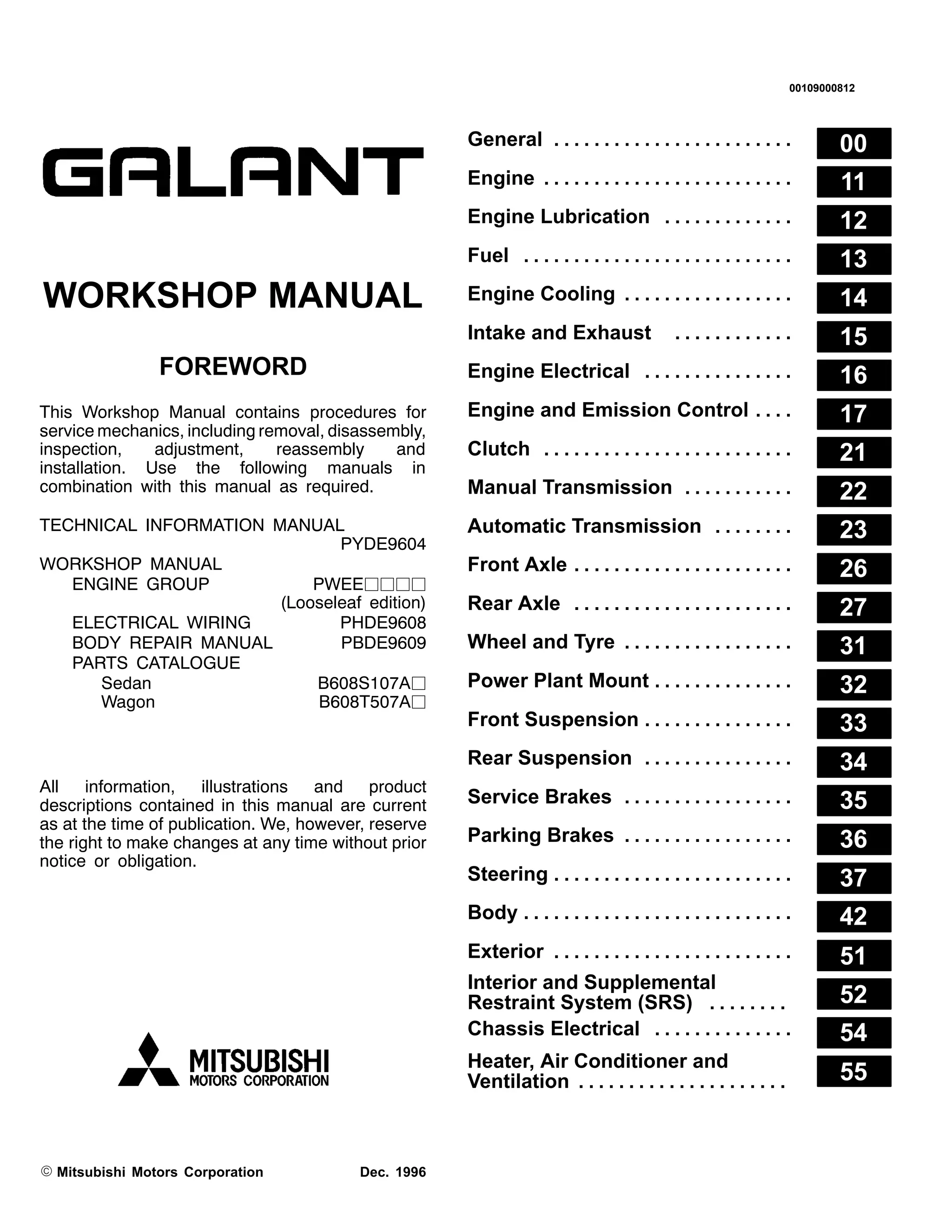 Official Mitsubishi Colt & Lancer Workshop Service Repair Manual (1995-2003) | Factory Manual