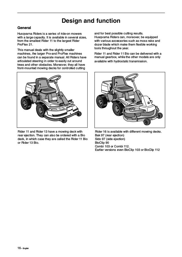 Husqvarna Rider 11 Bio Service Repair Manual
