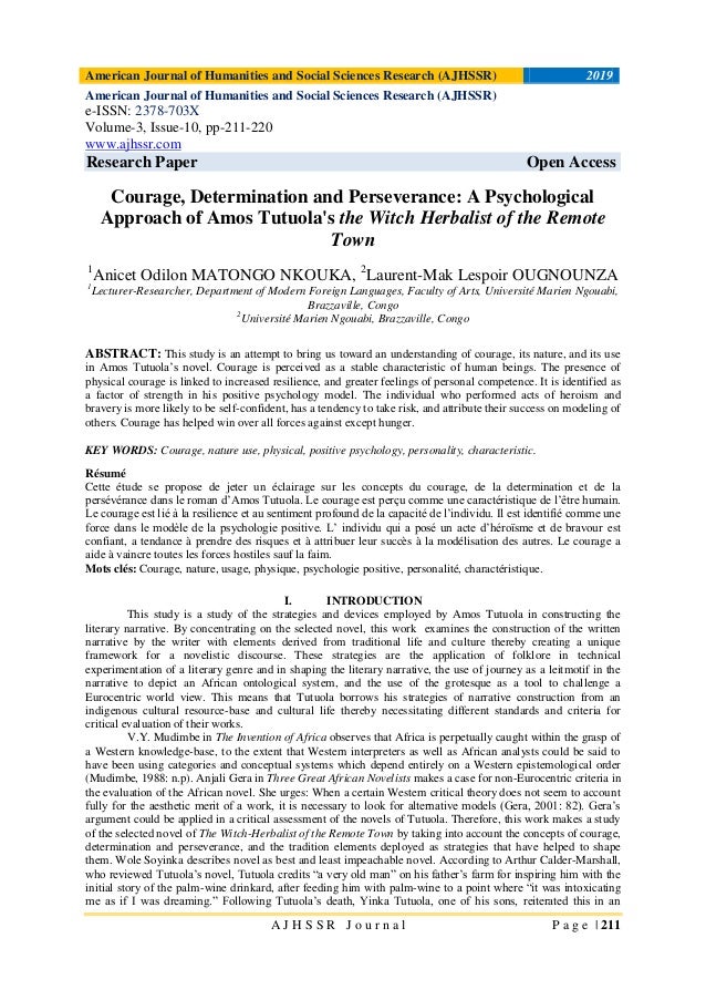 Courage Determination And Perseverance A Psychological Approach Of