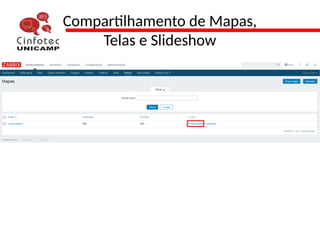 Compartilhamento de Mapas,
Telas e Slideshow
 
