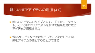 ¤HTTPƥ׷ (4.0)
? ¤ƥΥפȤơHTTP`
ȡȤHTTPꥯȤͶƽYܤȡ
ƥब⤵줿
? Web`ӥʤɤӳơκӳY
򥢥ƥ΂Ȥ뤳ȤǤ
25
 