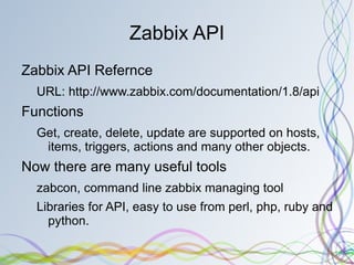 Zabbix An enterprise-class open source distributed monitoring solution. auto-discovery of servers and network devices 