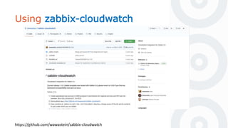 Using zabbix-cloudwatch
https://github.com/wawastein/zabbix-cloudwatch
 