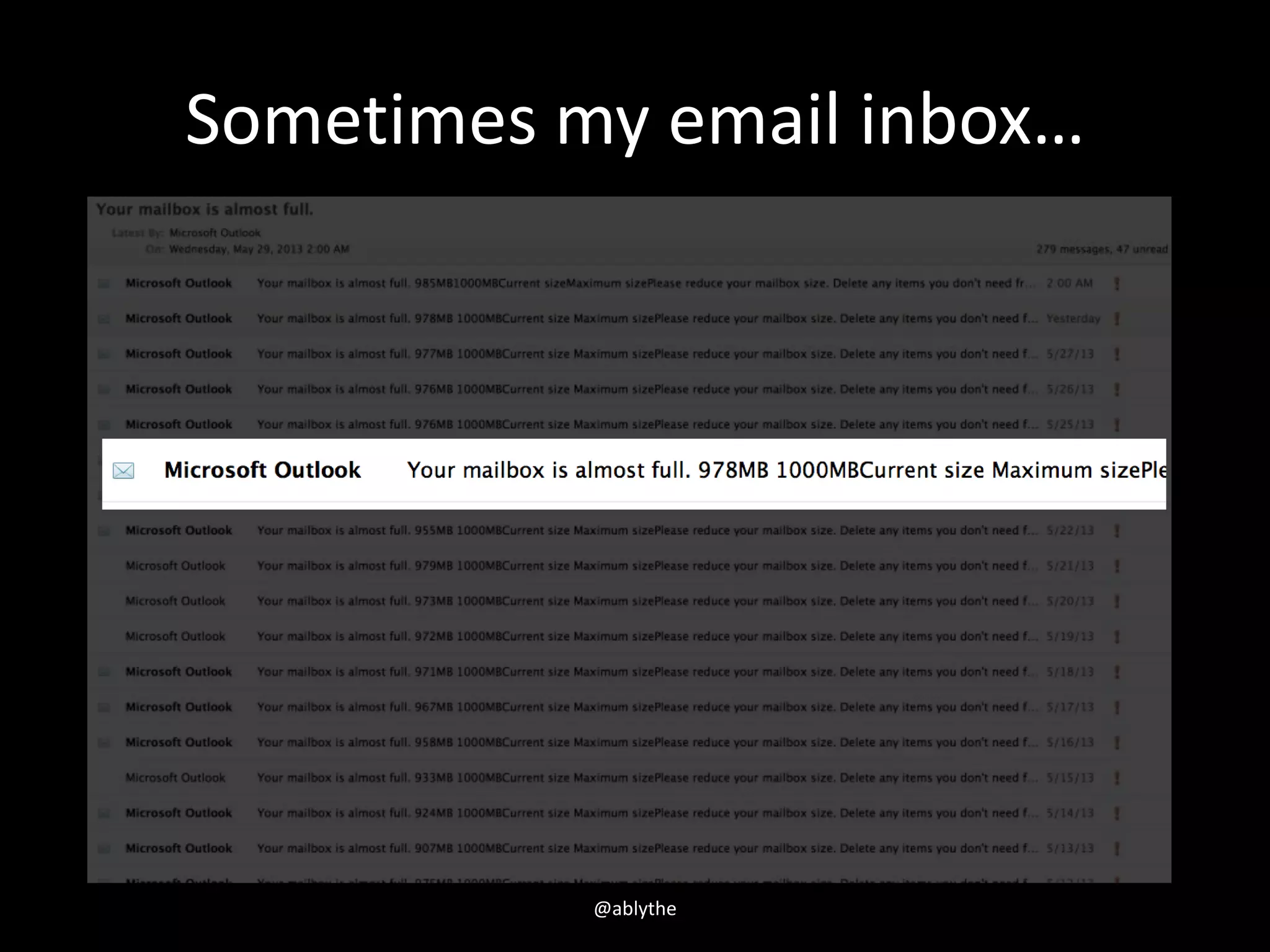 Sometimes my email inbox…
@ablythe
 