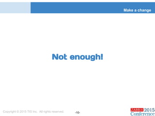 Make a change
Copyright © 2015 TIS Inc. All rights reserved. -10-
Not enough!
 