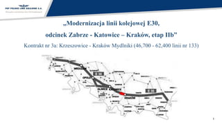 11
„Modernizacja linii kolejowej E30,
odcinek Zabrze - Katowice – Kraków, etap IIb”
Kontrakt nr 3a: Krzeszowice - Kraków Mydlniki (46,700 - 62,400 linii nr 133)
 