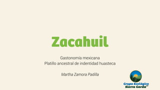 Zacahuil
Gastonomía mexicana
Platillo ancestral de indentidad huasteca
Martha Zamora Padilla
 