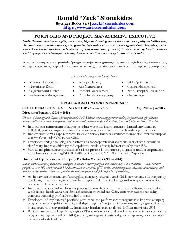 portfolio management resume