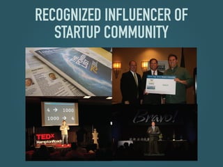 RECOGNIZED INFLUENCER OF
STARTUP COMMUNITY
 