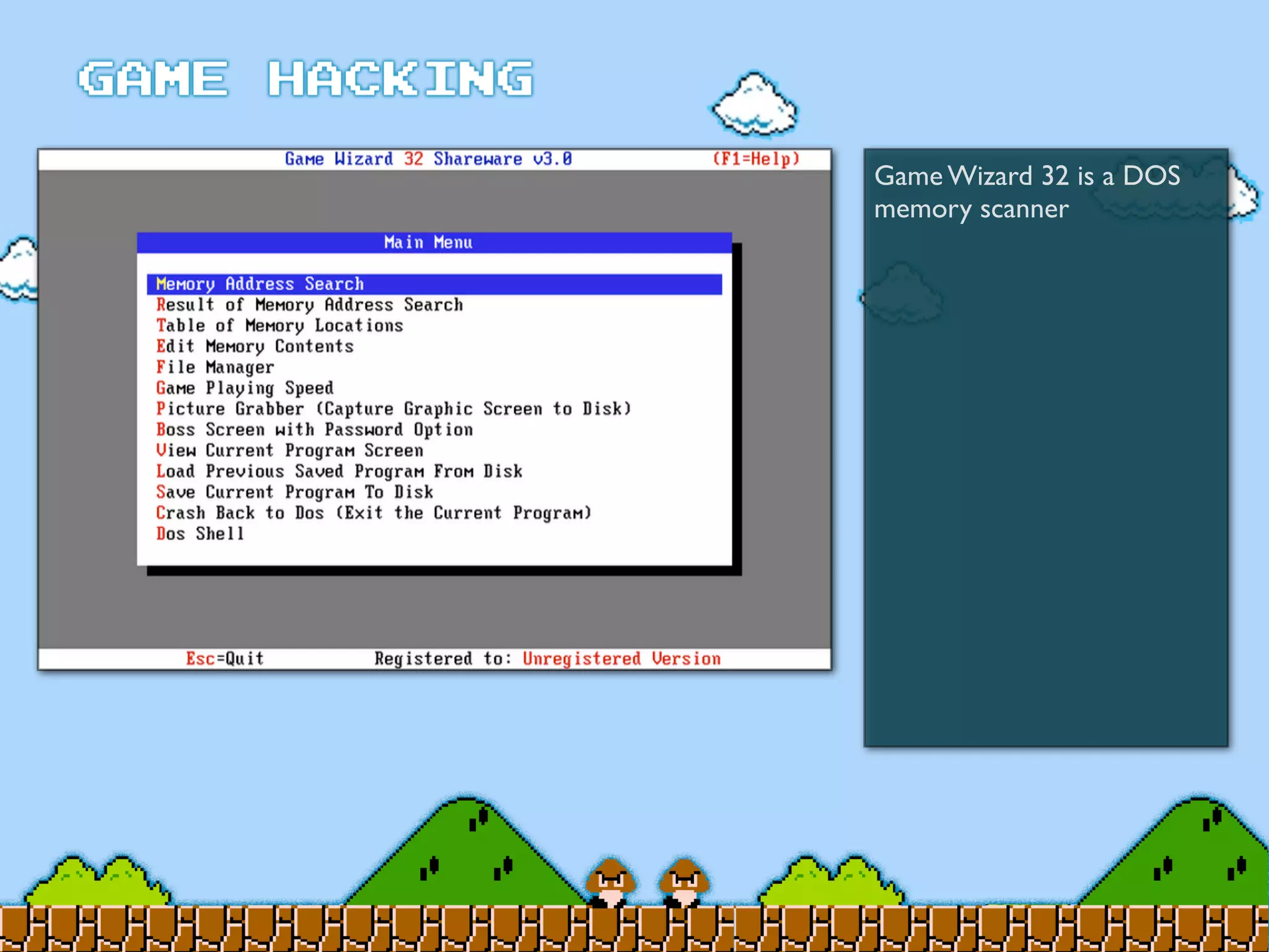 Game Wizard 32 is a DOS
memory scanner
 