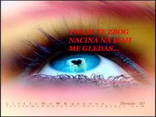 VOLIM TE ZBOGNACINA NA KOJIME GLEDAS…