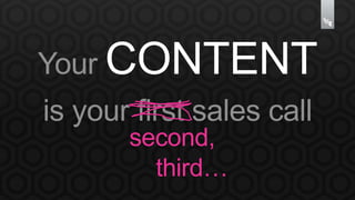 YourCONTENT 
is your first sales call 
second, 
third… 
 