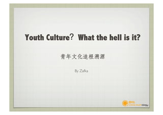 Youth Culture What the hell is it?

                             	


              By Zafka 	

 