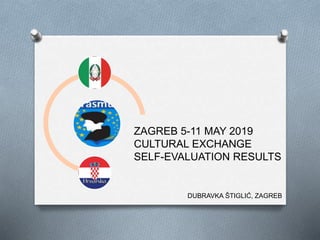 ZAGREB 5-11 MAY 2019
CULTURAL EXCHANGE
SELF-EVALUATION RESULTS
DUBRAVKA ŠTIGLIĆ, ZAGREB
 