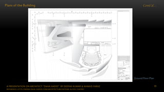 A PRESENTATION ON ARCHITECT “ZAHA HADID” BY DEEPAK KUMAR & AHMAD FARAZ 89
Cont’d…Plans of the Building
Ground Floor Plan
REFERENCE: HTTP://WWW.ZAHA-HADID.COM/ARCHITECTURE/HEYDAR-ALIYEV-CENTRE/
 