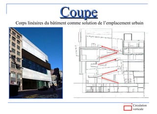 CoupeCoupe
Corps linéaires du bâtiment comme solution de l’emplacement urbain
Circulation
verticale
 