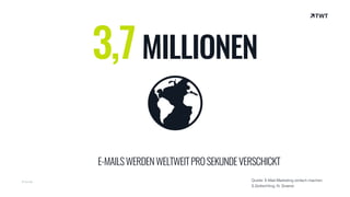 © twt.de
E-MAILSWERDENWELTWEITPROSEKUNDEVERSCHICKT
3,7MILLIONEN
Quelle: E-Mail-Marketing einfach machen 
S.Gottschling; N. Graeve
 