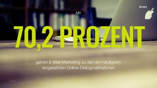 70,2 PROZENT
© twt.de
gehört E-Mail-Marketing zu den am häufigsten
eingesetzten Online-Dialogmaßnahmen
Mit
 