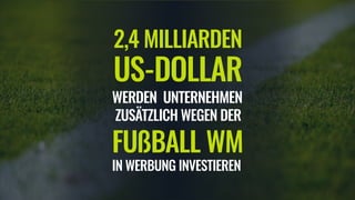 2,4 MILLIARDEN 
US-DOLLAR
WERDEN UNTERNEHMEN 
ZUSÄTZLICH WEGEN DER 
FUßBALL WM 
IN WERBUNG INVESTIEREN
 