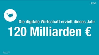 ! 
120 Milliarden €€ 
Quelle: BVDW 
© www.twt.de 
Die digitale Wirtschaft erzielt dieses Jahr 
 